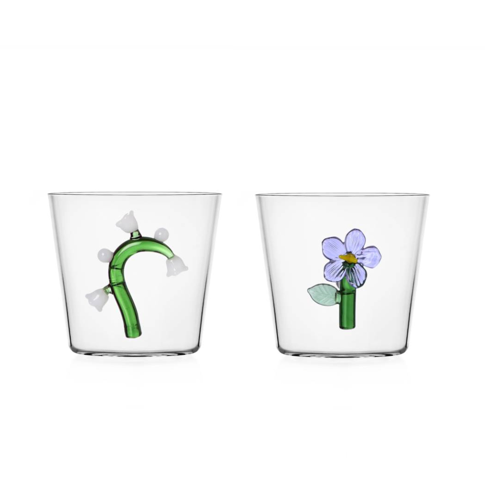 Botanica - Set of 2 tumblers: White and lilac flowers