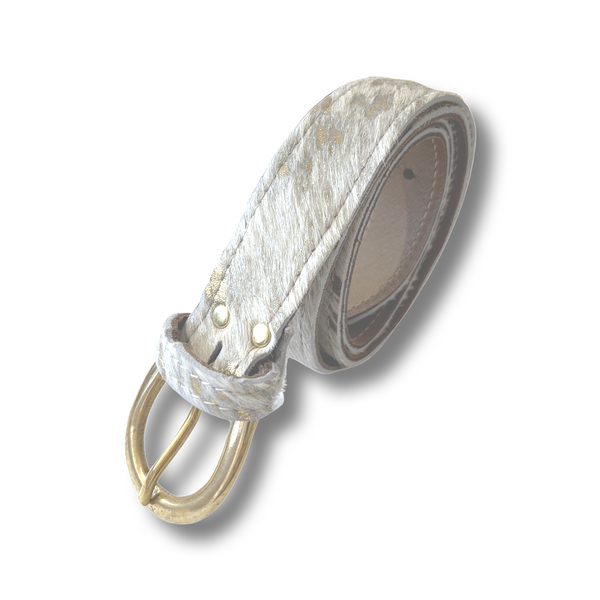 Cow Hide Belt With Gold Foil