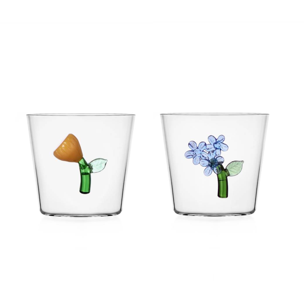 Botanica - Set of 2 tumblers: Yellow and light blue flowers