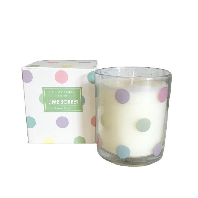 Gisela Graham Pastel Dot Lime Sorbet Boxed Scented Candle, Large