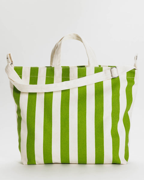 Horizontal Zip Duck Bag Green Stripe