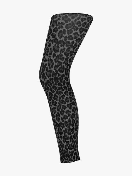 Leopard Footless Tights - Anthracite