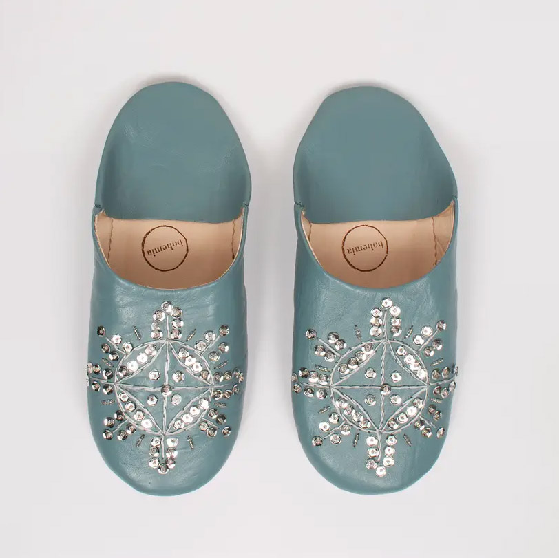 Slate Grey Moroccan Babouche Slippers