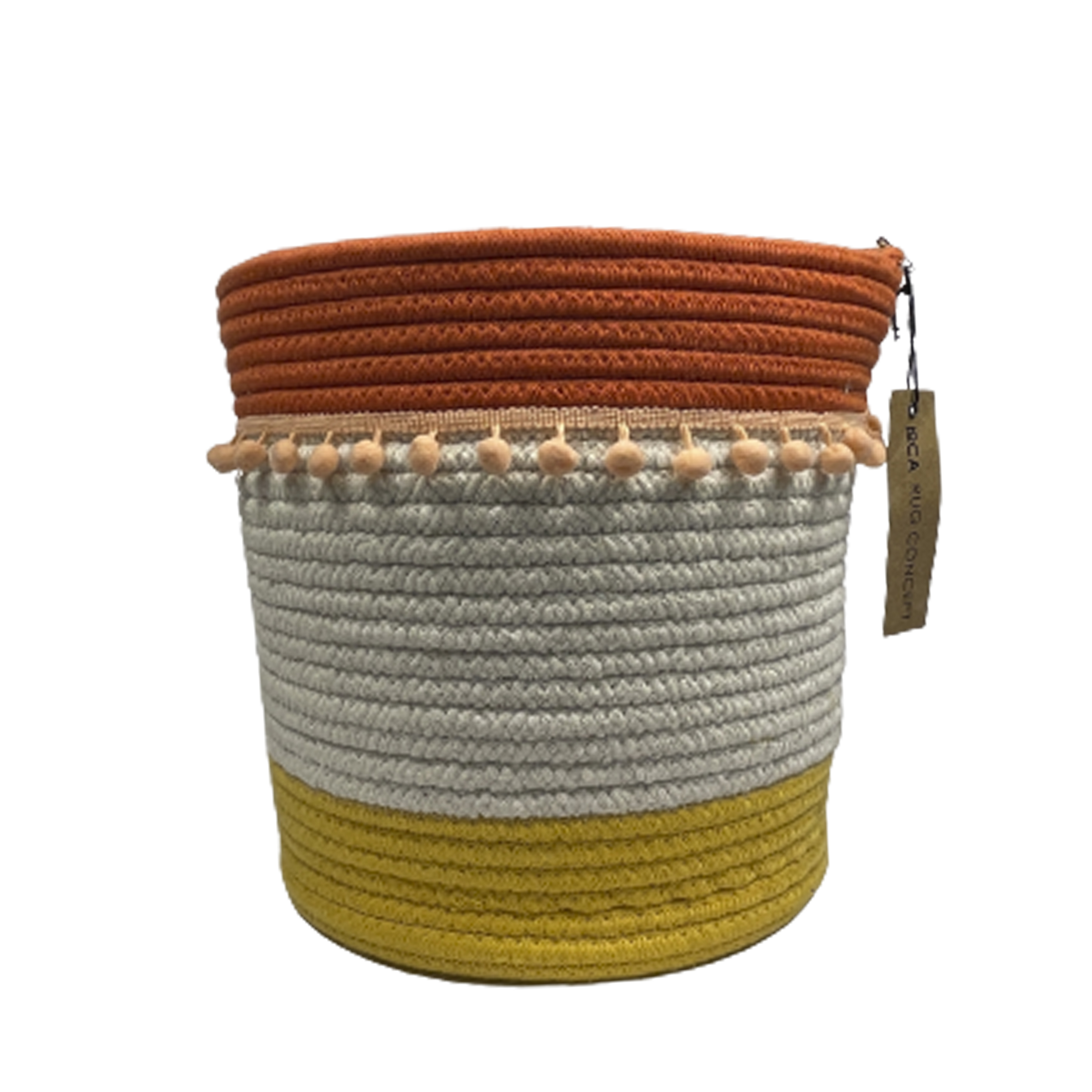 Kare Design Basket Storage Fringes Yellow/orange Set of 3