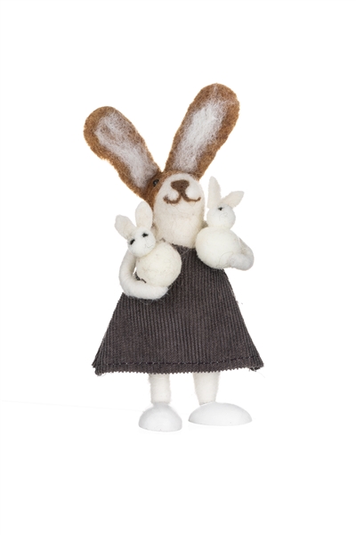 Shoeless Joe Felt Bunny Mum with Babies Decoration