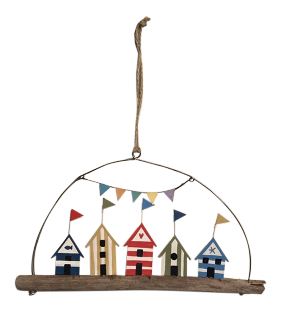 Beach Huts on Driftwood Decoration