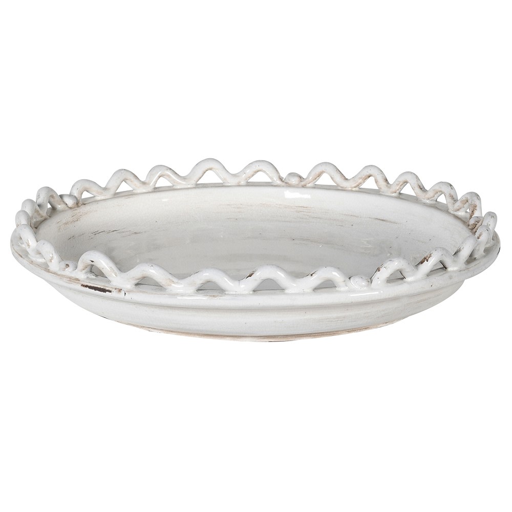 Just So Interiors Off-White Ceramic Wave Edge Decorative Bowl
