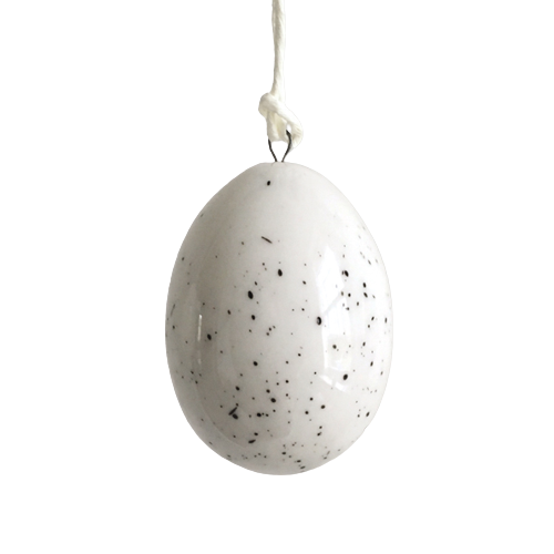 White Porcelain Speckled Hanging Egg