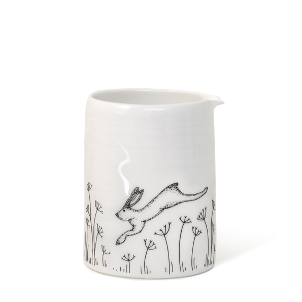 East of India White Porcelain Jug with Hare - Small