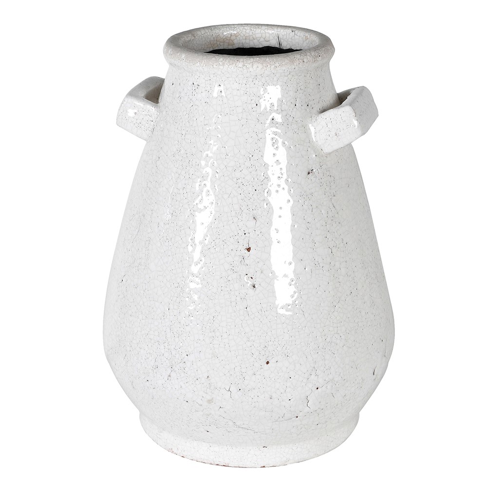 Off-White Terracotta Vase with Handles