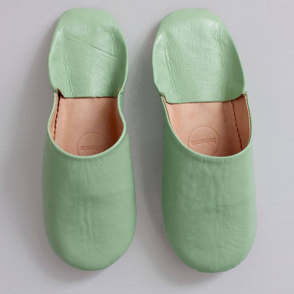 Moroccan Babouche Slippers - Sage Green