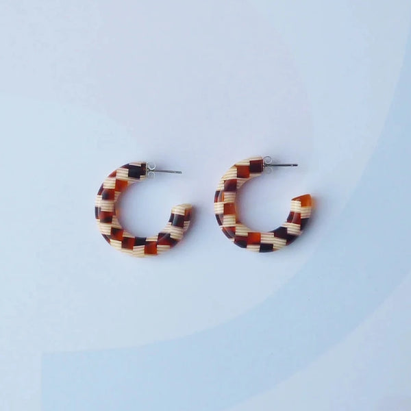 Honey Checker Hoop Earrings