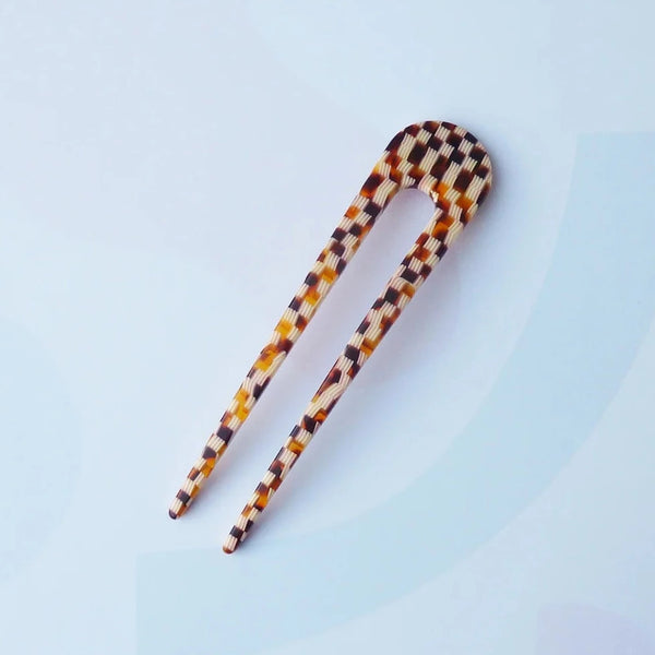 Honey Checker Hair Pin