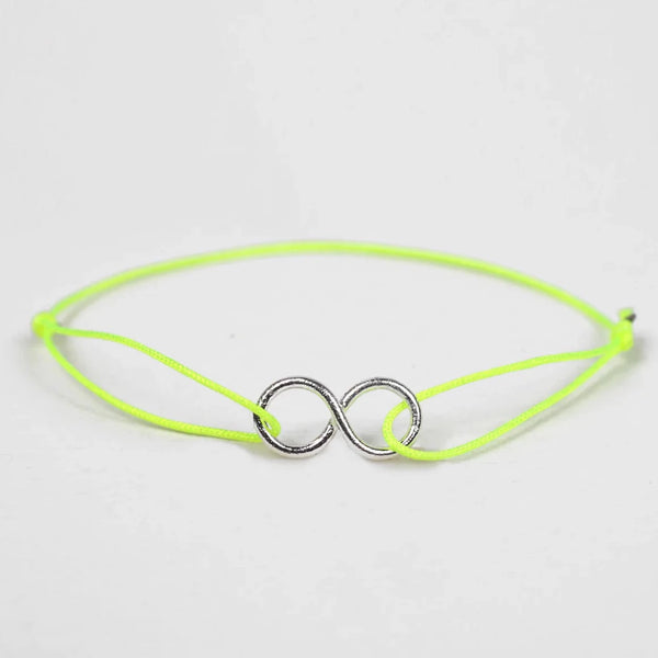 Silver Infinity Bracelet - Neon Yellow