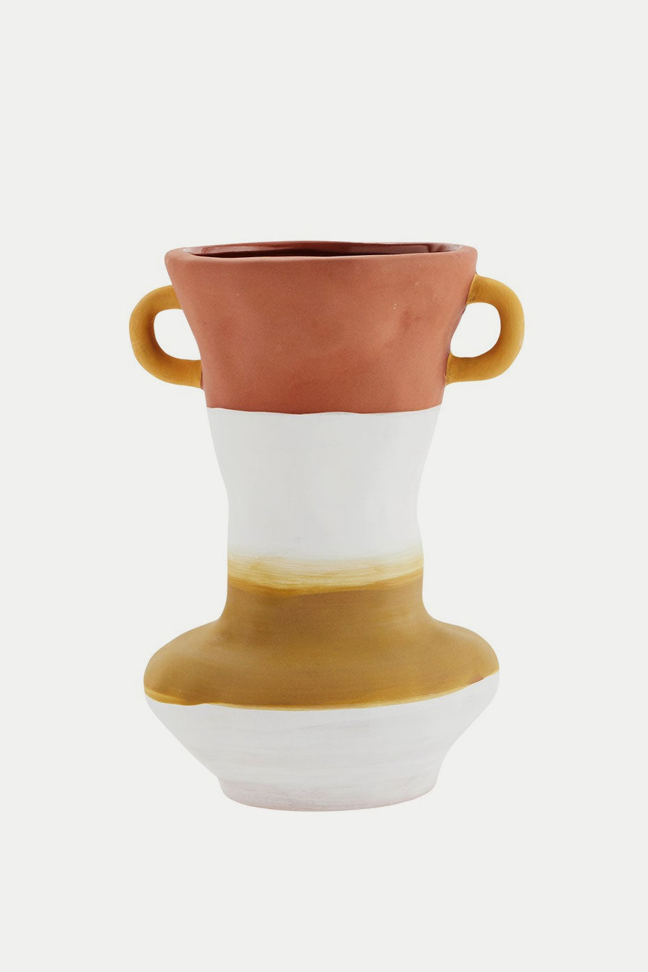 Madam Stoltz Terracotta White Mustard Vase