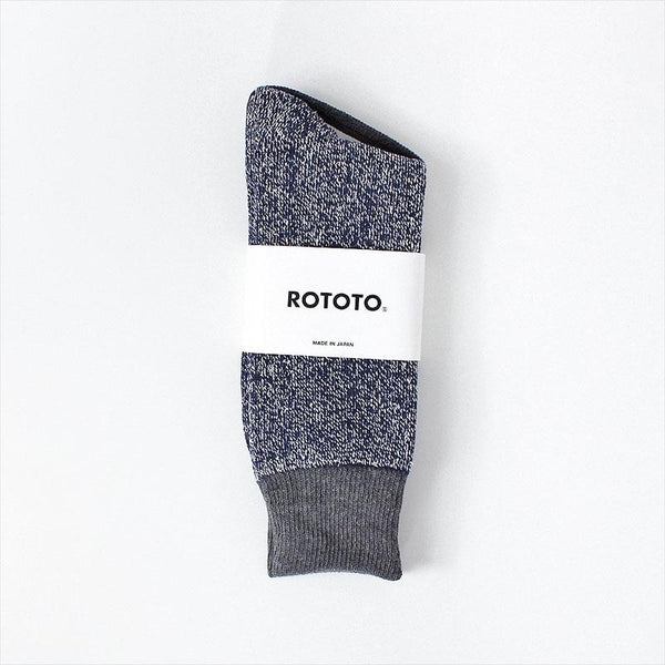 Dark Grey & Navy Silk And Cotton Double Face Socks