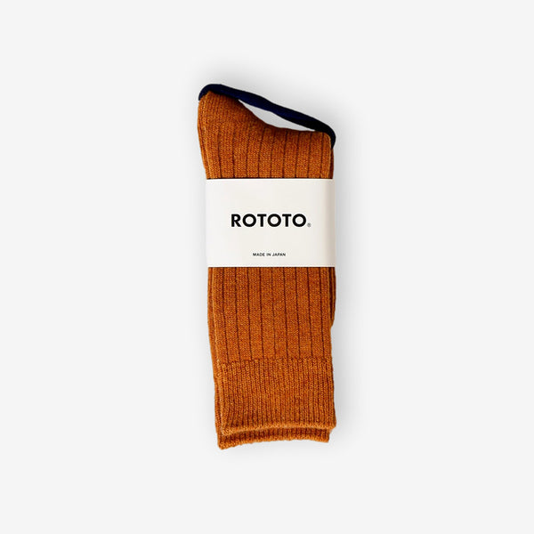 Dark Gold Linen Cotton Rib Socks R1010