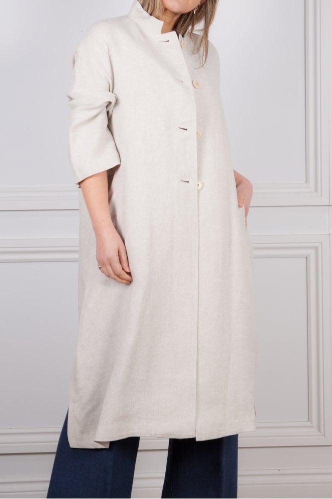 Linen Coat In Beige