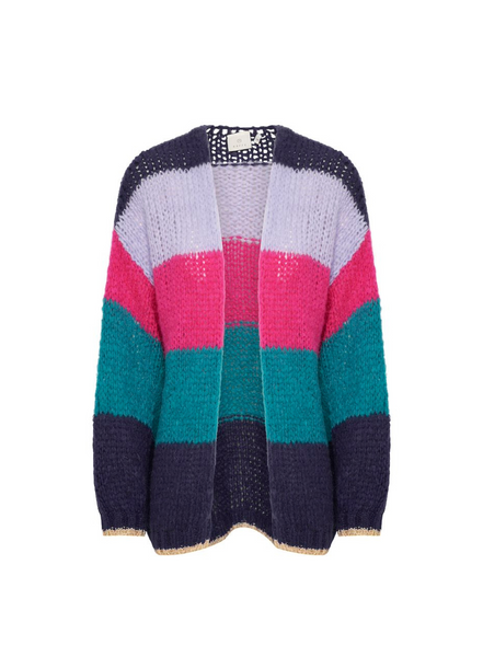 Olga Knit Cardigan In Purple/pink/blue