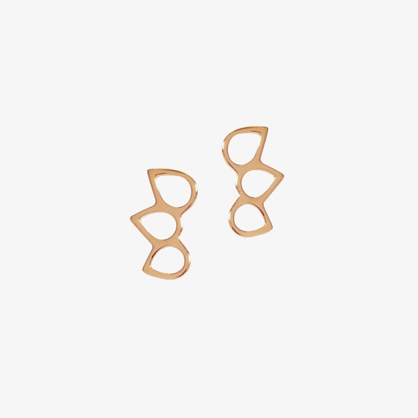 Earrings - Triple Point Ring Studs - Rose Gold