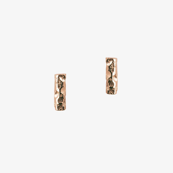 Earrings - Meteorite Small Bar Studs - Rose Gold