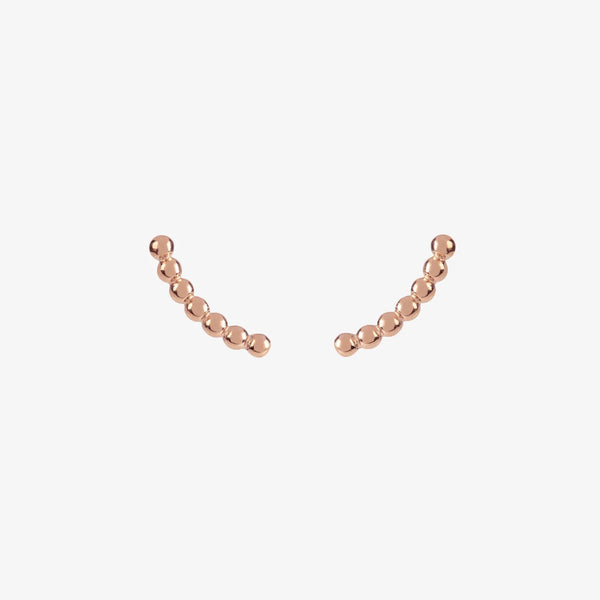 Earrings - Curved Beaded Studs - Rose Gold