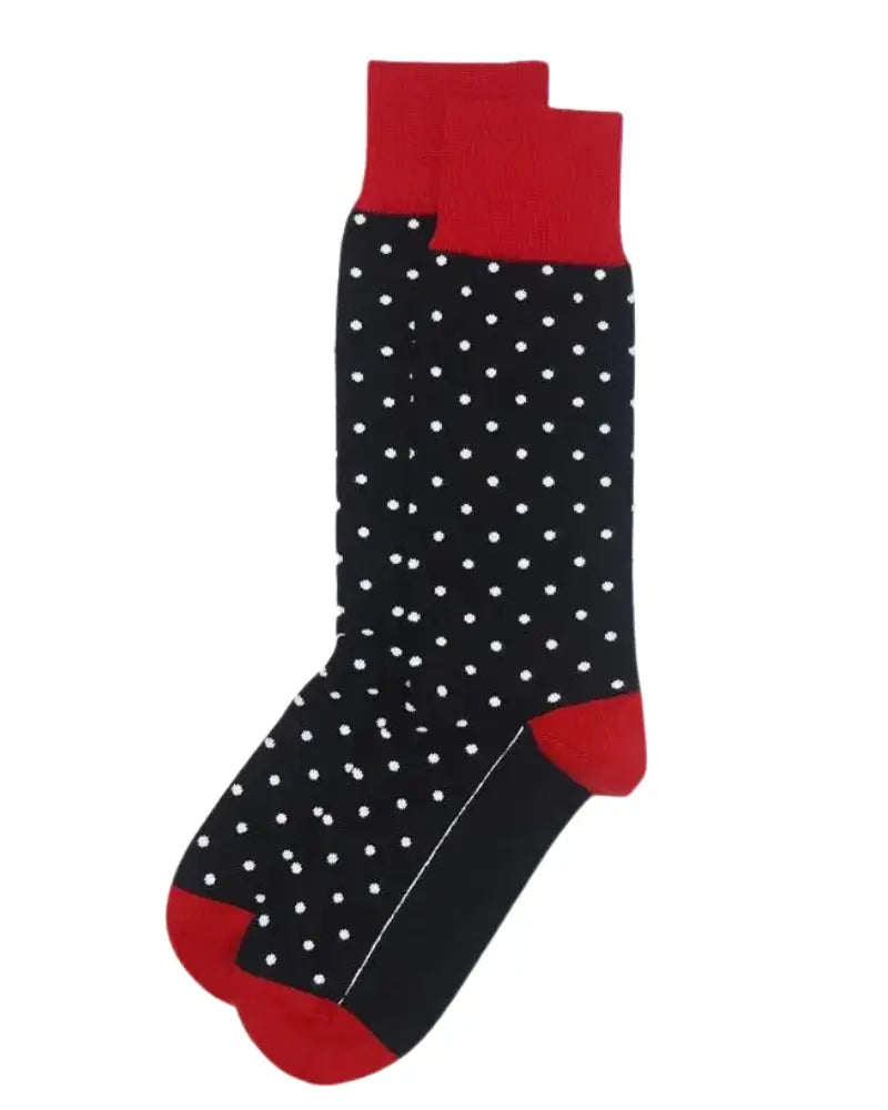 Peper Harow Polka Dot Cotton Socks - Black / Red