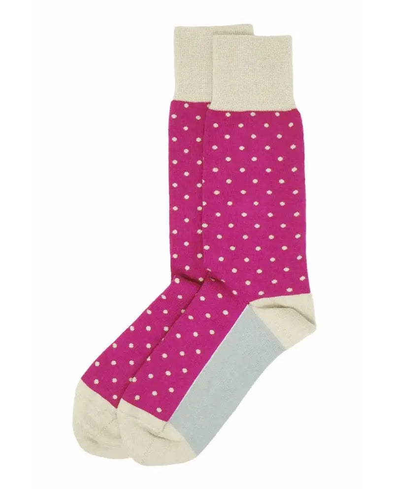 Peper Harow Polka Dot Cotton Socks - Fuchsia Pink / Cream