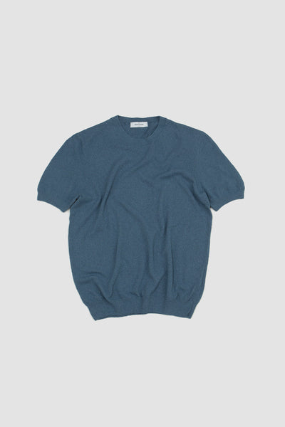 Ss Textured Crew Neck Blue