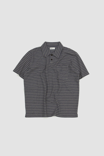 Tex Stripe Jersey Loose Polo Dark Navy