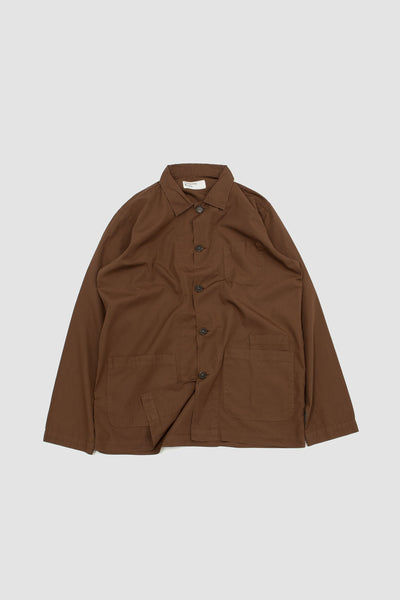 Org. Fine Poplin Bakers Overshirt Brown