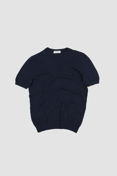 Ss Textured Crew Neck Navy