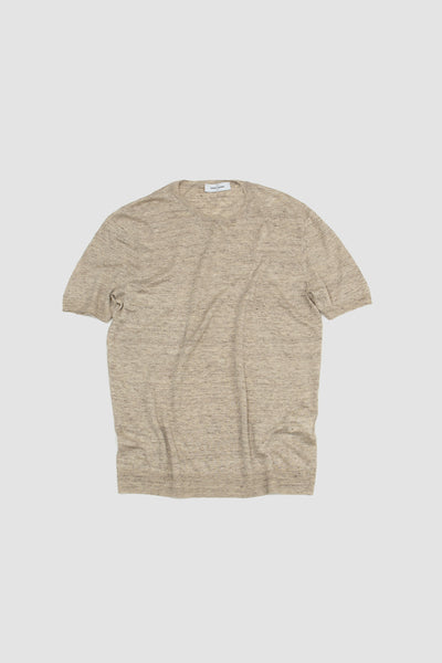 Ss Linen Crew Neck Beige Melange