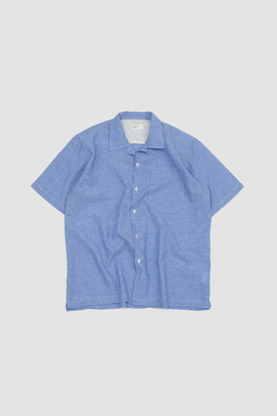 Lin. Cot. Shirting Camp Shirt Blue