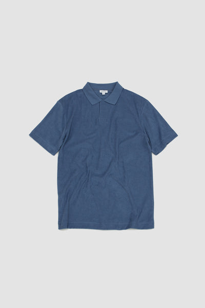 Towelling Polo Shirt Bluestone