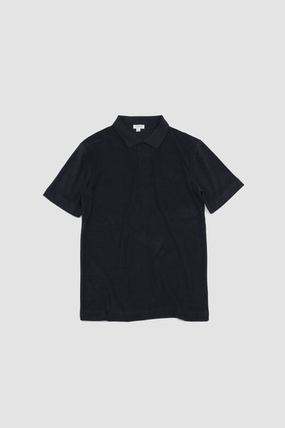 Towelling Polo Shirt Navy