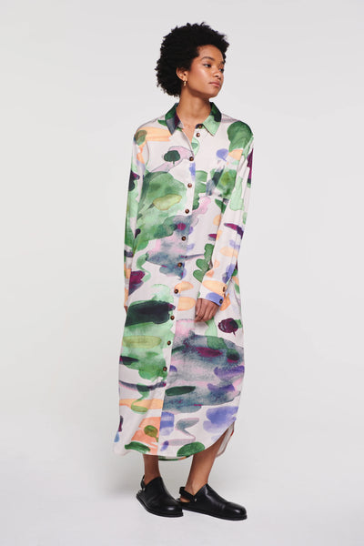 Ingrid Oversized Shirt Dress - Abstract Print