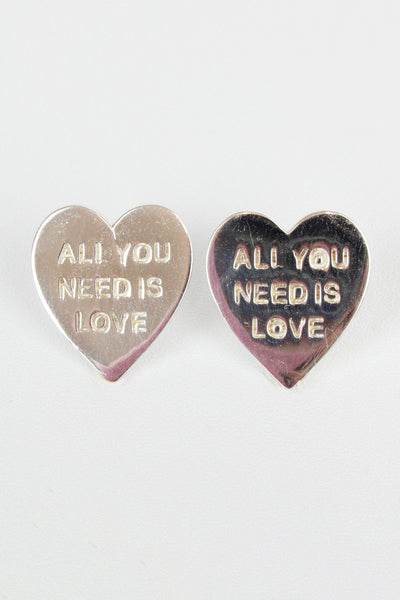 BUNNY AND CLARKE Silver “all You Need Is Love” Stud Earrings