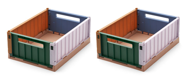 : Weston Storage Box Small - 2 Pack: Green Multi Mix