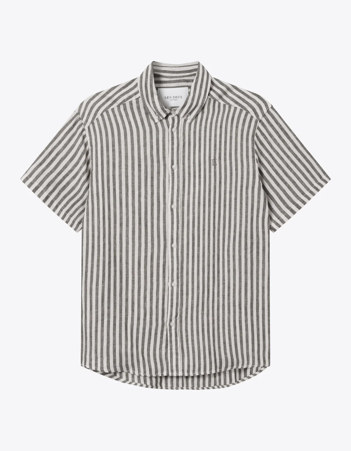 Kris Linen Ss Shirt - Ivory / Dark Navy