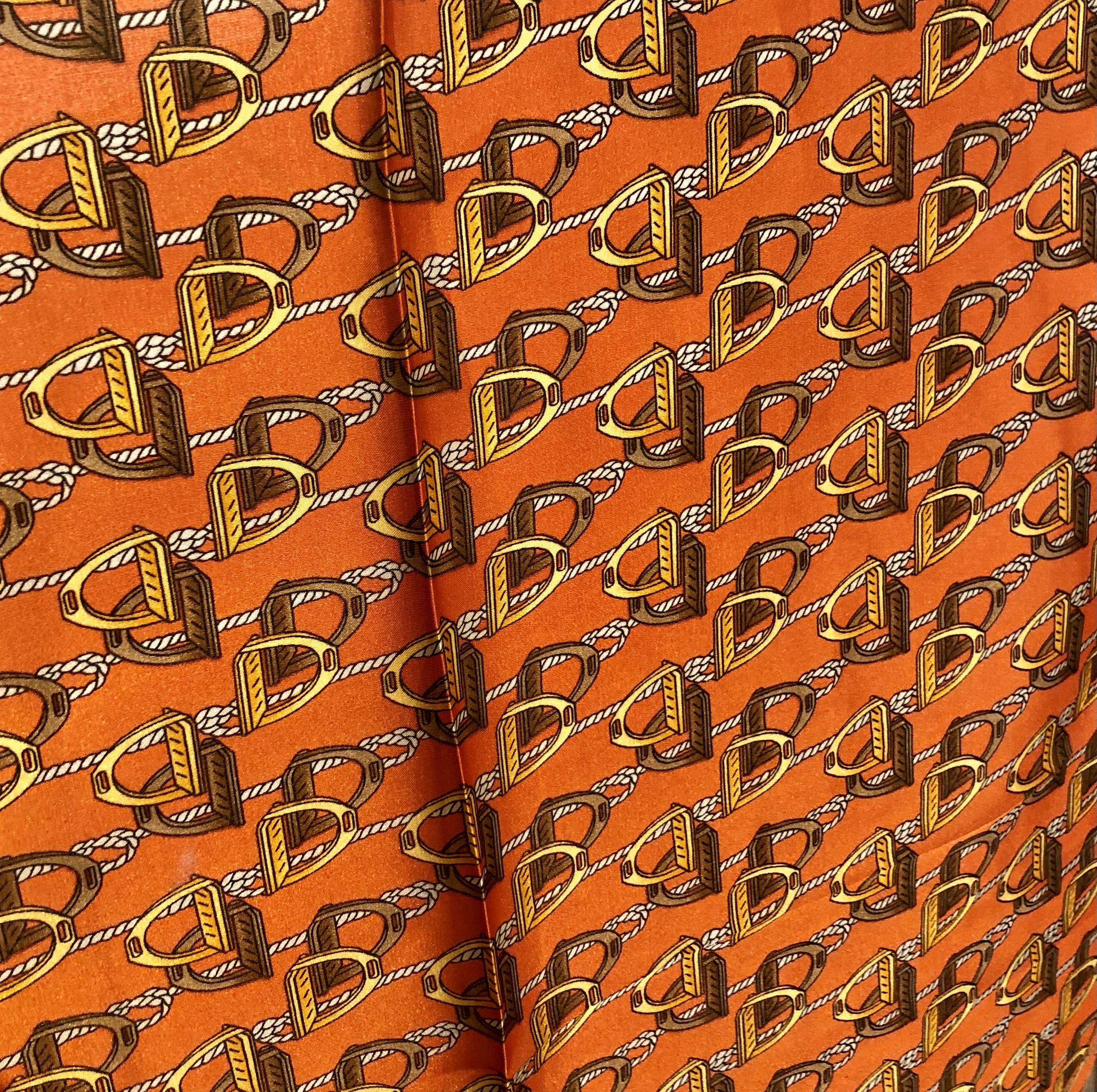 Orange Patterned Square Scarf