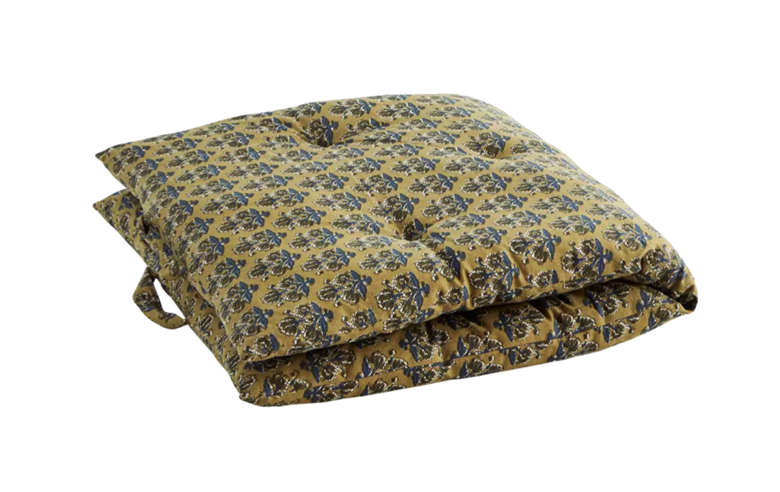 Madam Stoltz | Printed Cotton Mattress | Mustard/off White