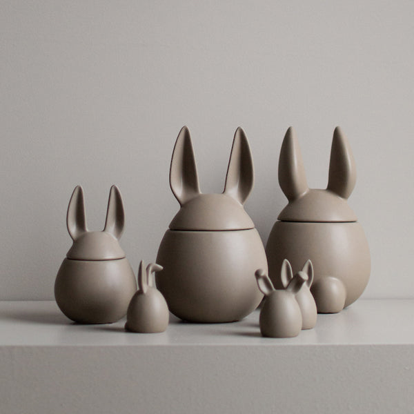 TUSKcollection Set Of Three Ceramic Rabbits Dust
