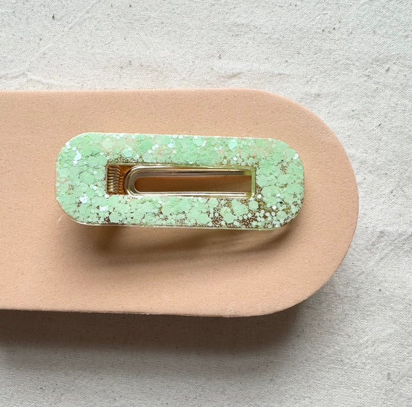 Rectangle Confetti Resin Hair Clip