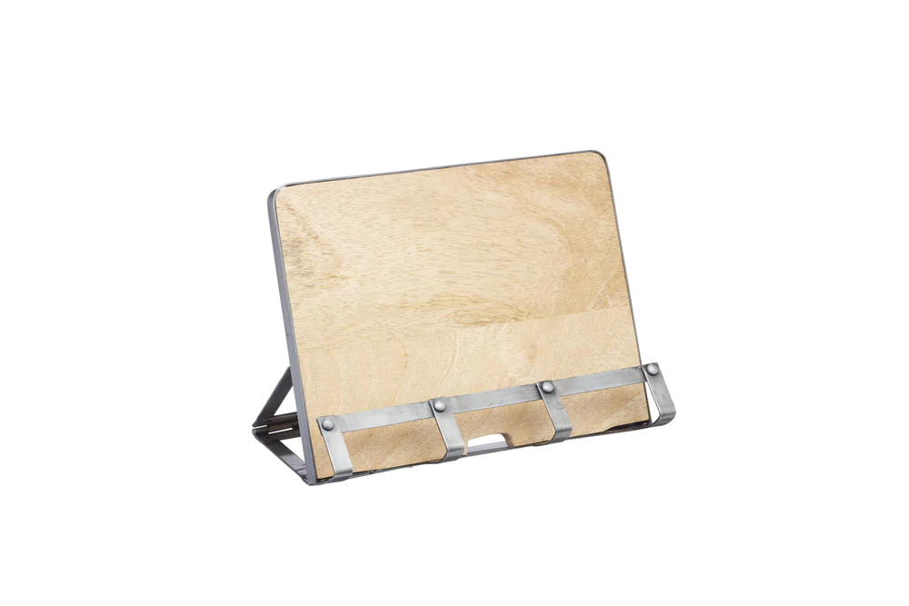 Lifetime Brands Industrial Kitchen Metal / Wooden Cookbook Stand & Tablet Holder