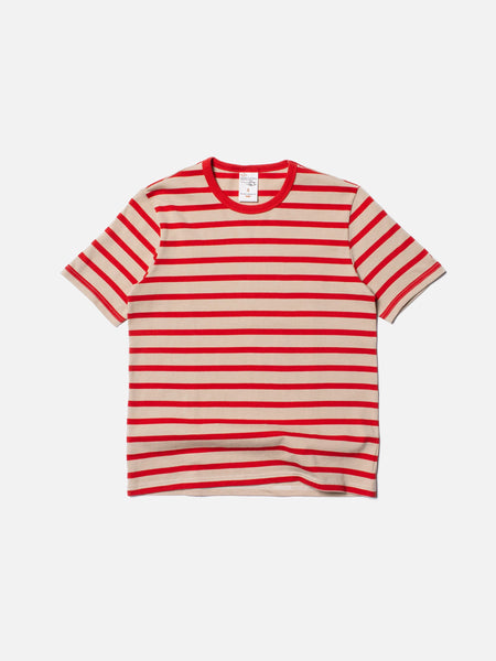 Nudie Jeans T-shirt Joni Breton Stripe Off White / Red