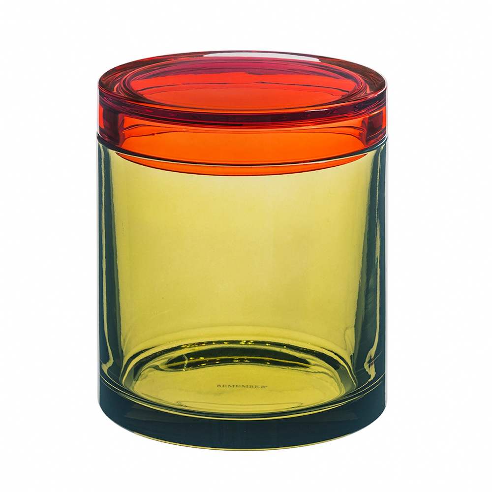 Remember Glass Storage Jar Medium In Contrasting Yellow & Orange Colours Size 1300ml