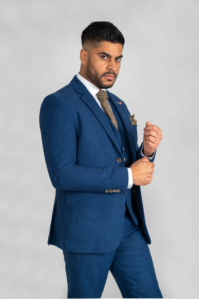 House Of Cavani Orson Tweed Blazer Navy