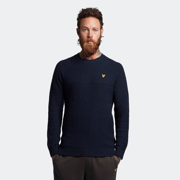 Lyle & Scott Horizontal Textured Stitch Jumper Navy