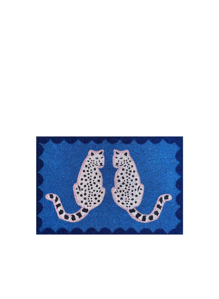 Kissing Leopards Doormat In Blue